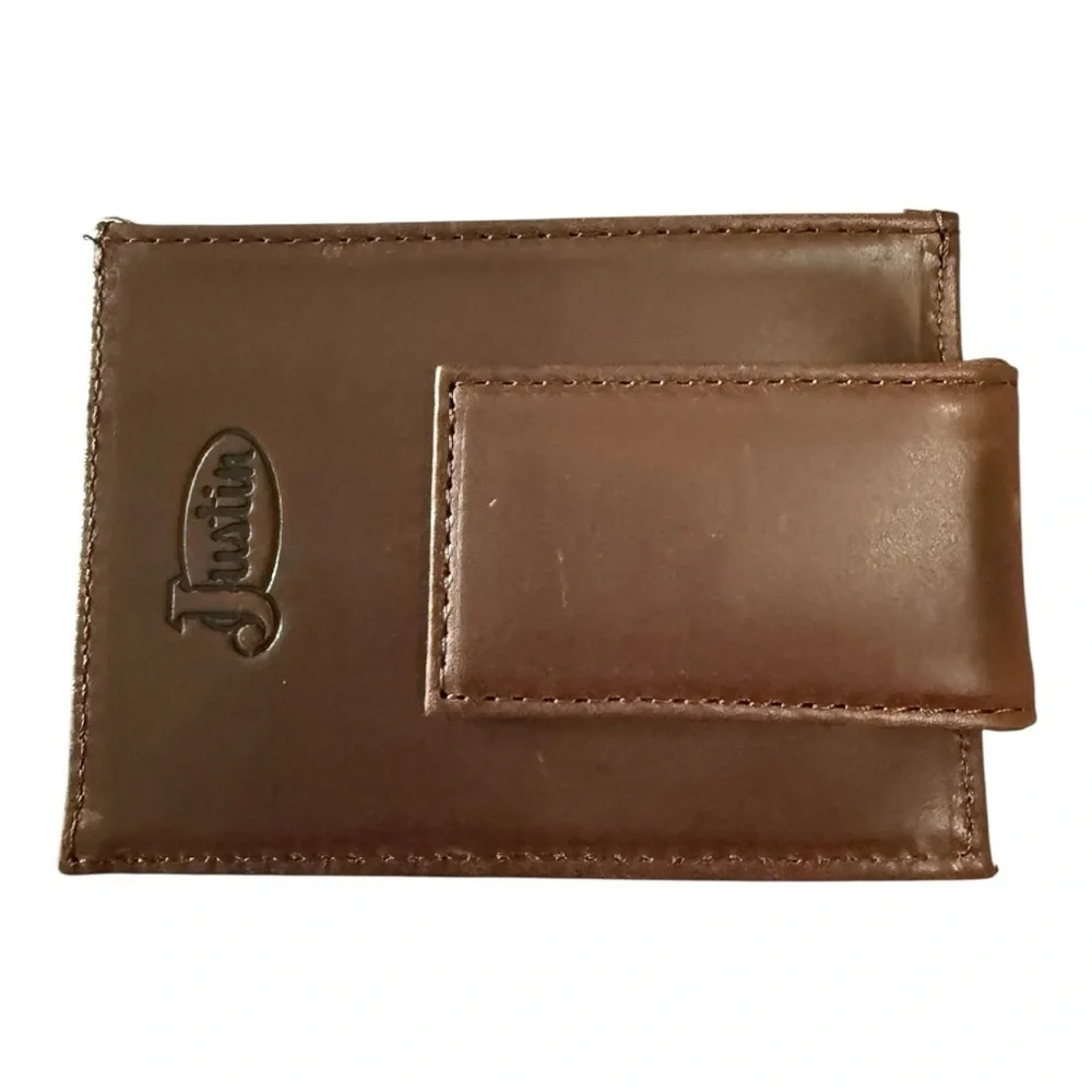 Justin Genuine Leather Card Wallet with Money Clip